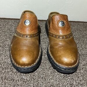 Double H Boots Slides Clogs Shoes Size 8/39 Studded Leather Mules Conch